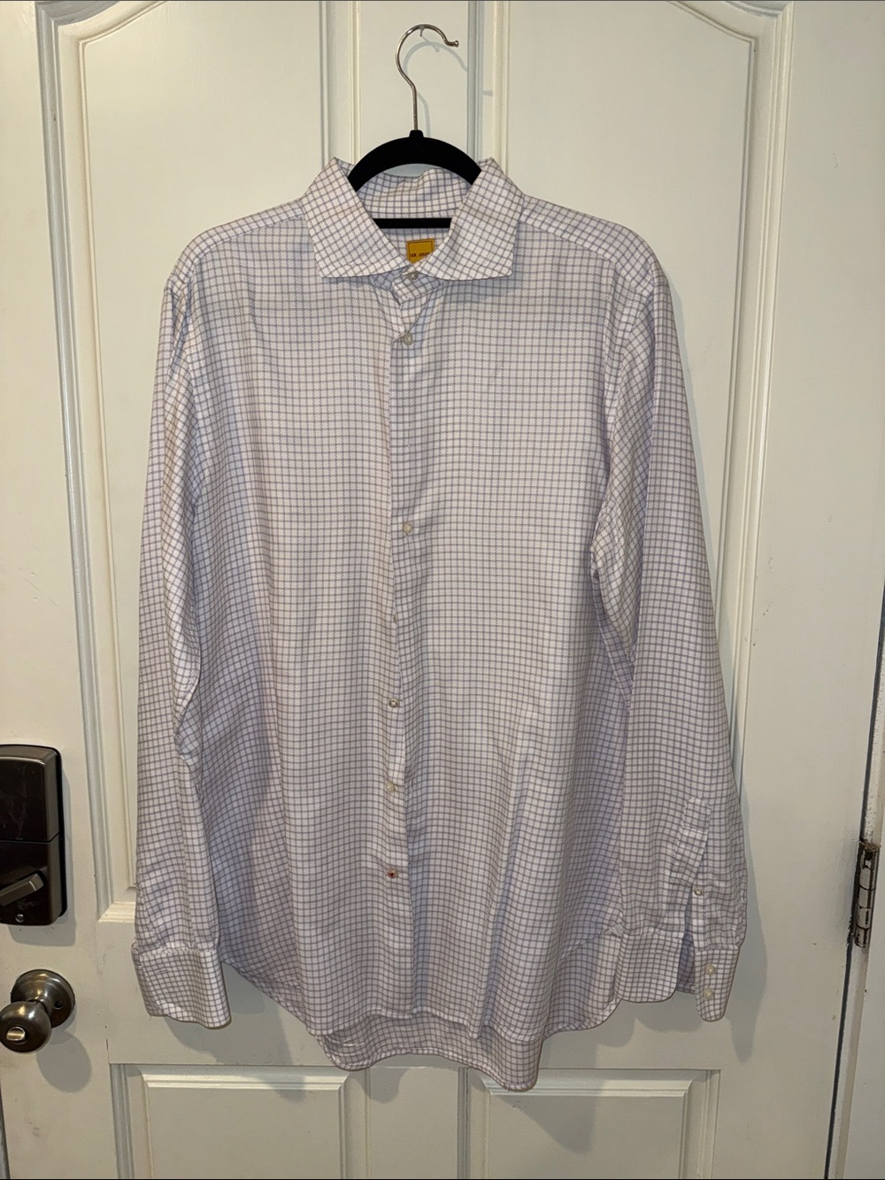 Joseph White Dress Shirt with Light purple Windowpane Check 16.5/42